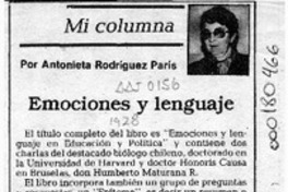 Emociones y lenguaje  [artículo] Antonieta Rodríguez París.