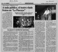 A todo público, el teatro rinde frutos en "La Pincoya"  [artículo] Carmen Rodríguez.
