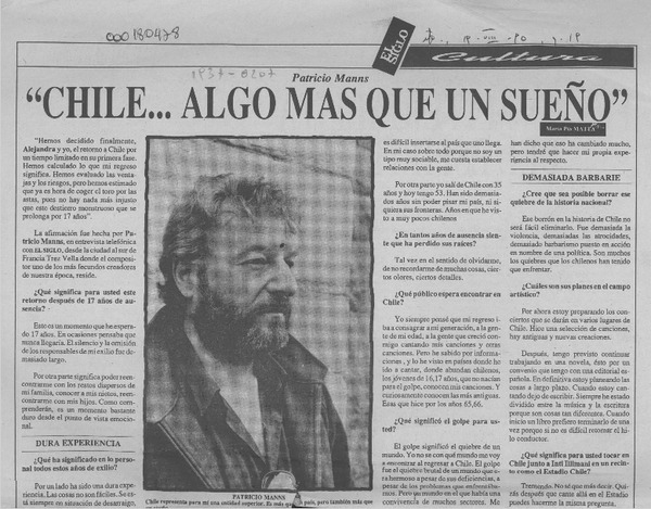 "Chile -- algo más que un sueño"  [artículo] María Pía Matta.