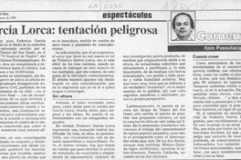 García Lorca, tentación peligrosa  [artículo] Italo Passalacqua.