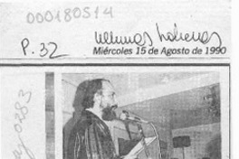 Un Recital de despedida ofreció el vate Raúl Zurita  [artículo].
