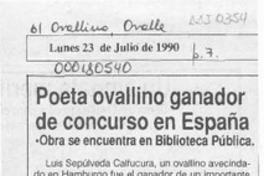 Poeta ovallino ganador de concurso en España  [artículo].