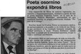 Poeta osornino expondrá libros  [artículo].