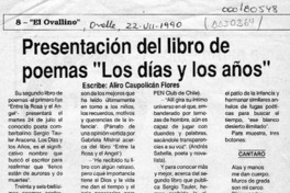 Presentación del libro de poemas "Los días y los años"  [artículo] Aliro Caupolicán Flores.