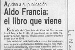 Aldo Francia, el libro que viene  [artículo].