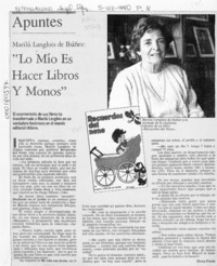 Marilú Langlois de Ibáñez, "Lo mío es hacer libros y monos"  [artículo] Elena Prieto.