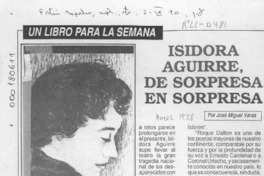 Isidora Aguirre, de sorpresa en sorpresa  [artículo] José Miguel Varas.