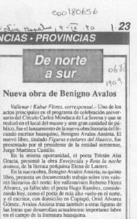 Nueva obra de Benigno Avalos  [artículo] Kadur Flores.