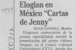Elogian en México "Cartas de Jenny"