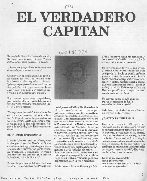 El verdadero capitán  [artículo] Margarita Aguirre.