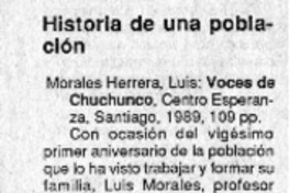 Historia de una población  [artículo] Orlando Contreras.