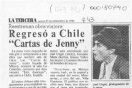 Regresó a Chile "Cartas de Jenny"  [artículo]