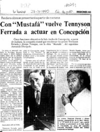 Con "Mustafá" vuelve Tennyson Ferrada a actuar en Concepción  [artículo]