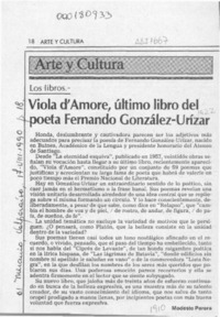 Viola d'Amore, último libro del poeta Fernando González-Urízar  [artículo] Modesto Parera.