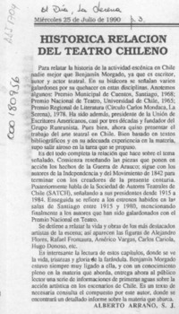 Histórica relación del teatro chileno  [artículo] Alberto Arraño.