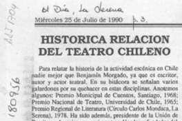 Histórica relación del teatro chileno  [artículo] Alberto Arraño.