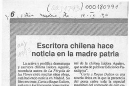 Escritora chilena hace noticia en la madre patria  [artículo].