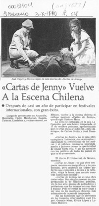 "Cartas de Jenny" vuelve a la escena chilena  [artículo].