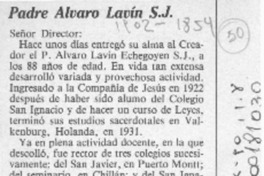 Padre Alvaro Lavín S. J.  [artículo] Alberto Arraño.