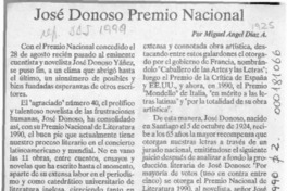 José Donoso, Premio Nacional de Literatura 1990  [artículo] Miguel Angel Díaz.