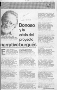 Donoso y la crisis del proyecto narrativo burgués  [artículo] Mario Rodríguez Fernández.