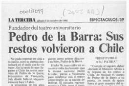 Pedro de la Barra, sus restos volvieron a Chile  [artículo].