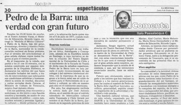 Pedro de la Barra, una verdad con gran futuro  [artículo] Italo Passalacqua C.