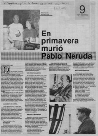 En primavera murió Pablo Neruda  [artículo] Marino Muñoz Lagos.