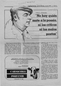 "No hay quien mate a la poesía, ni los críticos ni los malos poetas"  [artículo] Carlos Vega Letelier.