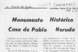 Monumento histórico casa de Pablo Neruda  [artículo].