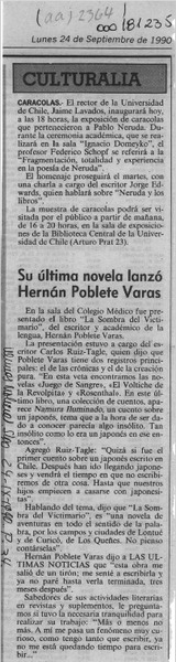 Su última novela lanzó Hernán Poblete Varas  [artículo].