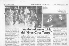 Triunfal retorno a Chile del "Gran circo teatro"  [artículo].