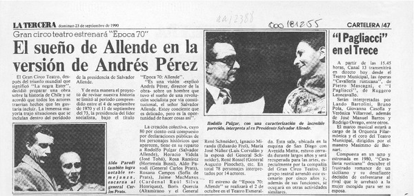 El Sueño de Allende en la versión de Andrés Pérez  [artículo].