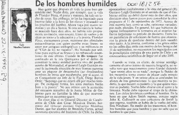 De los hombres humildes  [artículo] Luis Sánchez Latorre.