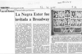 La Negra Ester fue invitada a Broadway  [artículo].