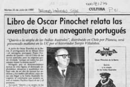 Libro de Oscar Pinochet relata las aventuras de un navegante portugués  [artículo] Angélica Rivera.