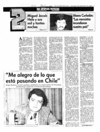 "Me alegro de lo que está pasando en Chile"  [artículo] M. Angelica Rivera.