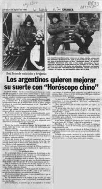 Los Argentinos quieren mejorar su suerte con "Horóscopo chino"  [artículo].