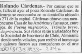 Falleció Rolando Cárdenas  [artículo].