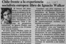 Chile frente a la experiencia socialista europea, libro de Ignacio Walker  [artículo].