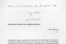 Dinamismo poético de Gabriela Mistral  [artículo] Hugo Montes.