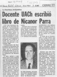 Docente UACH escribió libro de Nicanor Parra  [artículo].