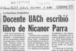 Docente UACH escribió libro de Nicanor Parra  [artículo].