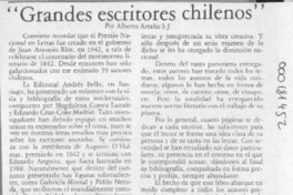 "Grandes escritores chilenos"  [artículo] Alberto Arraño.