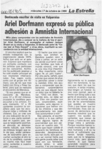 Ariel Dorfmann expresó su pública adhesión a Amnistía Internacional  [artículo].