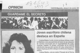 Joven escritora chilena destaca en España  [artículo].