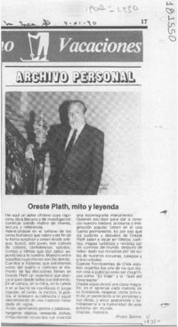 Oreste Plath, mito y leyenda  [artículo] Alvaro Barros.
