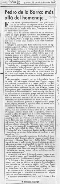 Pedro de la Barra, más allá del homenaje --  [artículo] Wilfredo Mayorga.