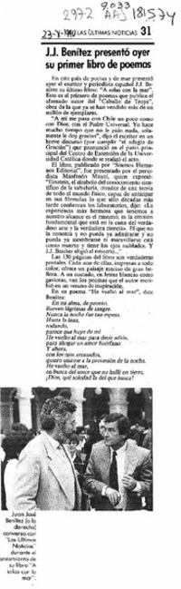 J. J. Benítez presentó ayer su primer libro de poemas  [artículo].