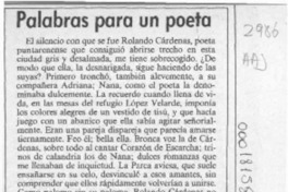 Palabras para un poeta  [artículo] Juan Rubén Valenzuela.